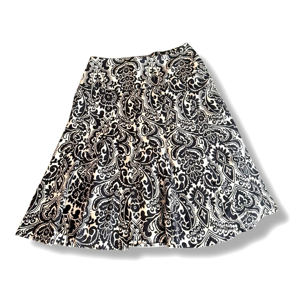 Black and White Floral Paisley Skirt